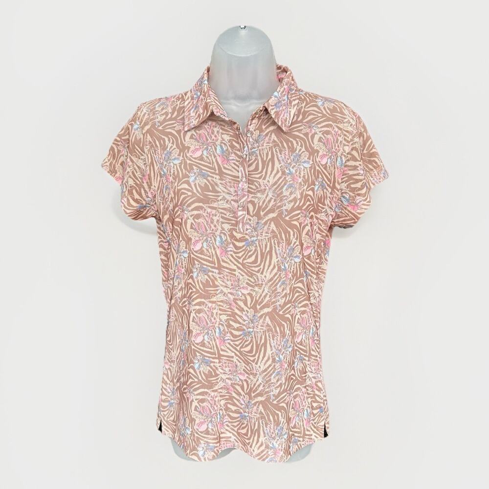 Daily Sports Short Sleeve Golf Polo Shirt Women's Size Medium Mesh Semi-Sheer